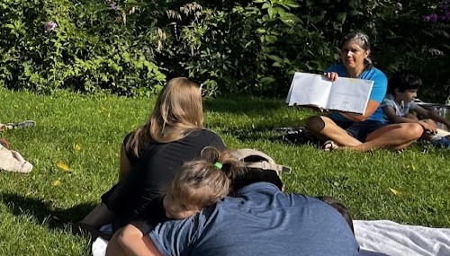 Storytime with the chickens